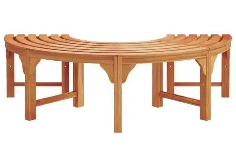Bancă semirotundă de copac, 160 cm, lemn masiv eucalipt - 3/5