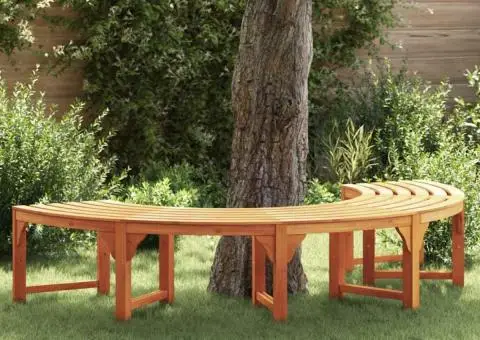 Bancă semirotundă de copac, 200 cm, lemn masiv eucalipt - 1/5