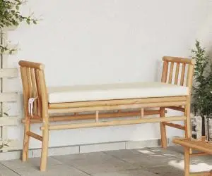 vidaXL Bancă de grădină cu perne, 110 cm, bambus