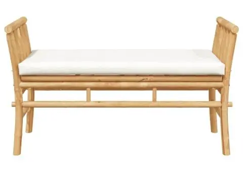 Bancă de grădină cu perne, 110 cm, bambus - 4/5