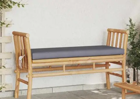 Bancă de grădină cu perne, 110 cm, bambus - 1/5