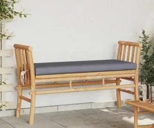 vidaXL Bancă de grădină cu perne, 110 cm, bambus