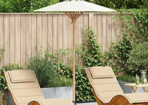 Umbrela de grădină, alb crem, 150x210 cm, bambus - 1/5