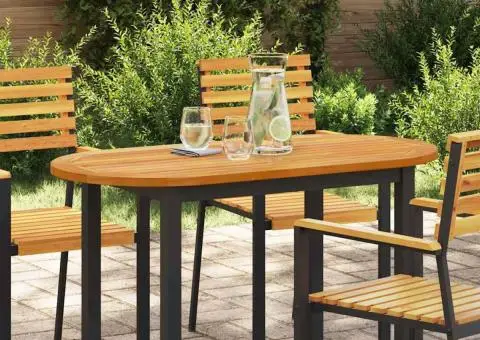 Masă ovală 110x55x2,2 cm din lemn masiv de acacia - 1/5