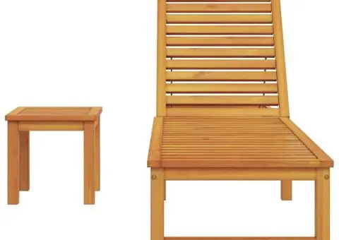 Șezlong cu masă din lemn solid de acacia - 4/5