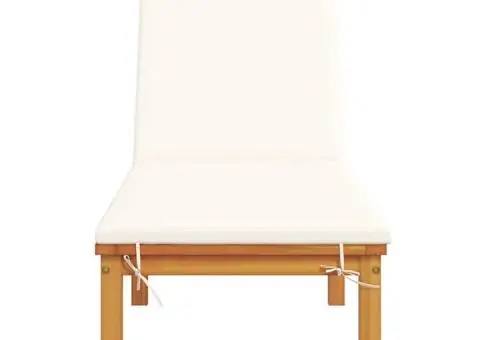 Șezlong cu Perne Crem din Lemn Solid de Acacia - 4/5