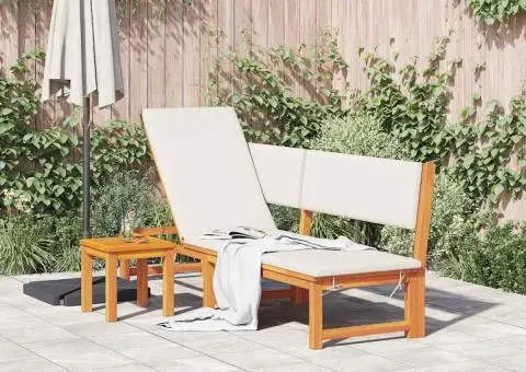 Șezlong 3 în 1 Funcție Lemn Solid de Acacia - 3/5