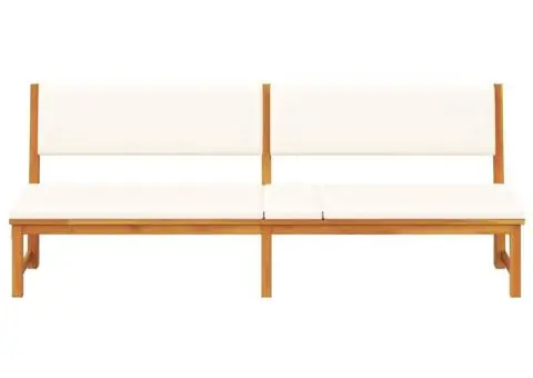 Șezlong cu funcție 3-in-1 și perne crem din lemn solid de acacia - 5/5