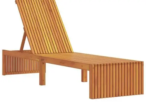 Șezlong 200x55x30 cm din lemn masiv de acacia - 2/5