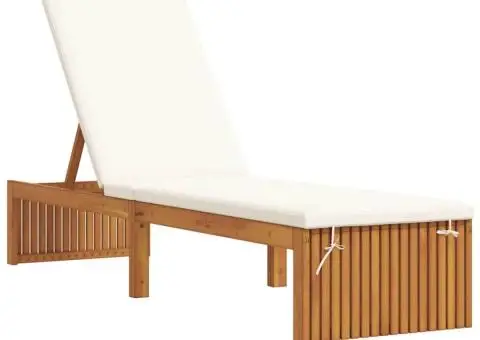 Șezlong cu pernă 200x55x30 cm din lemn masiv de acacia - 2/5