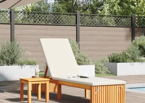 Șezlong cu pernă 200x55x30 cm din lemn masiv de acacia - 3/5