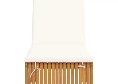 Șezlong cu pernă 200x55x30 cm din lemn masiv de acacia - 4/5