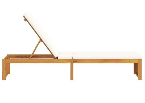 Șezlong cu pernă 200x55x30 cm din lemn masiv de acacia - 5/5