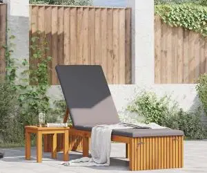 vidaXL Șezlong cu pernă 200x55x30 cm din lemn solid de acacia
