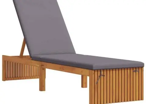 Șezlong cu pernă 200x55x30 cm din lemn solid de acacia - 2/5