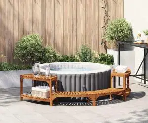 vidaXL Împrejmuire pentru Cada cu Hidromasaj Semi-Rotund 252x111.5x55.5 cm Lemn Masiv de Acacia