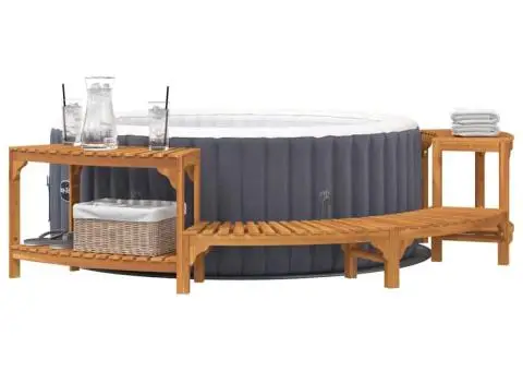 Împrejmuire pentru Cada cu Hidromasaj Semi-Rotund 252x111.5x55.5 cm Lemn Masiv de Acacia - 3/5