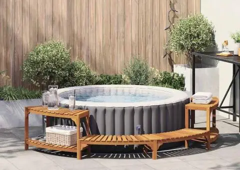 Împrejmuire pentru cadă cu hidromasaj Semicircular 272x120.5x55.5 cm Lemn solid de acacia - 1/5