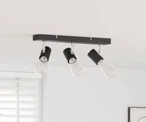 vidaXL Spot de plafon 3 căi ajustabil negru E27