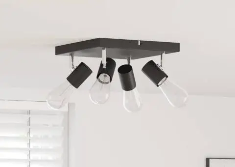 Spot de Tavan 4 Cărți Ajustabil Negru E27 - 1/5