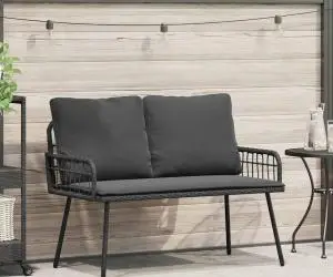 vidaXL Bancă de grădină, negru, 114x64x78 cm, poliratan