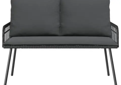 Bancă de grădină, negru, 114x64x78 cm, poliratan - 5/5