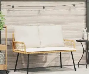 vidaXL Bancă de grădină, natural, 114x64x78 cm, poliratan