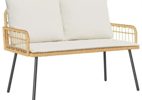 Bancă de grădină, natural, 114x64x78 cm, poliratan - 2/5