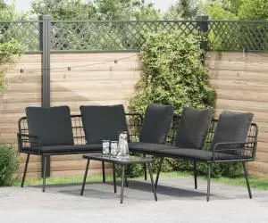 vidaXL Canapea formă L, negru, 231x173x78 cm, poliratan