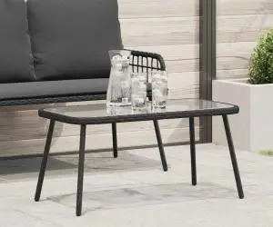 vidaXL Măsuță de cafea, negru, 90x45x42 cm, poliratan