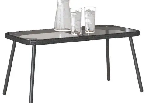 Măsuță de cafea, negru, 90x45x42 cm, poliratan - 3/5