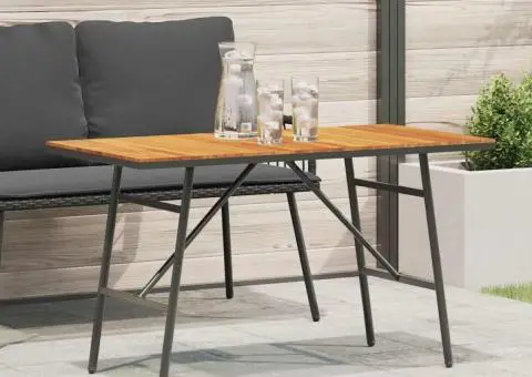 Masă de dining - Neagră, 110x55x62 cm, Fabricată din lemn masiv de acacia - 1/5