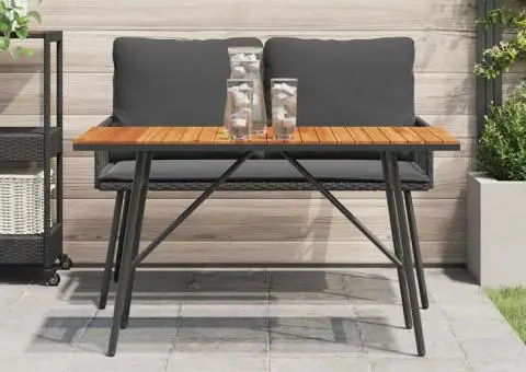 Masă de dining - Neagră, 110x55x62 cm, Fabricată din lemn masiv de acacia - 4/5