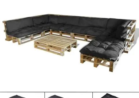 Perne canapea din paleti, 13 buc, gri, material textil - 2/5