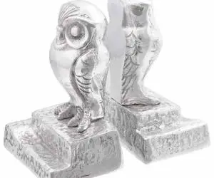 vidaXL Suporturi cărți 2 buc., argintiu, 12x9x19 cm, aluminiu, bufniță