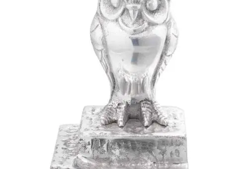 Suporturi cărți 2 buc., argintiu, 12x9x19 cm, aluminiu, bufniță - 3/5