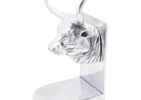 Suporturi cărți 2 buc., argintiu, 17x15x27 cm, aluminiu, taur - 1/5