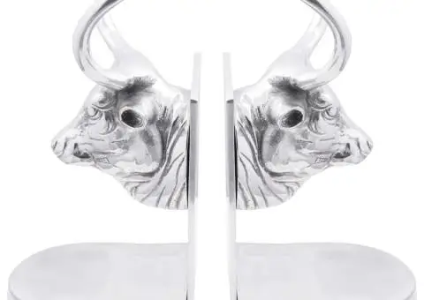 Suporturi cărți 2 buc., argintiu, 17x15x27 cm, aluminiu, taur - 5/5