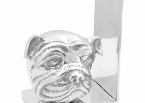 Suporturi cărți 2 buc., argintiu, 8x12x16,5 cm, aluminiu, câine - 1/5