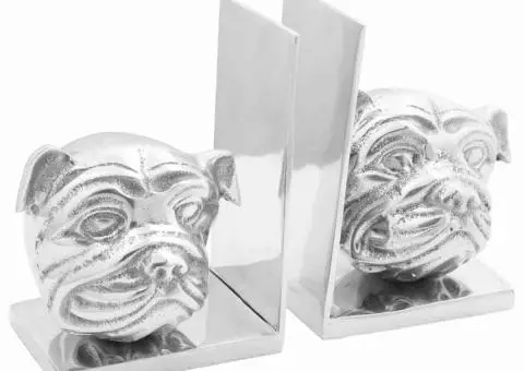 Suporturi cărți 2 buc., argintiu, 8x12x16,5 cm, aluminiu, câine - 2/5