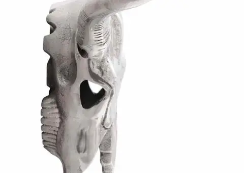 Cap de taur de perete, argintiu, 49x10x36 cm, aluminiu - 4/5