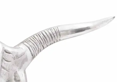 Cap de taur de perete, argintiu, 49x10x36 cm, aluminiu - 5/5