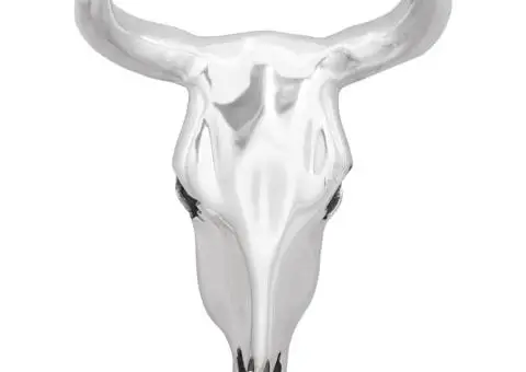 Cap de taur de perete, argintiu, 34x13x53 cm, aluminiu - 3/5