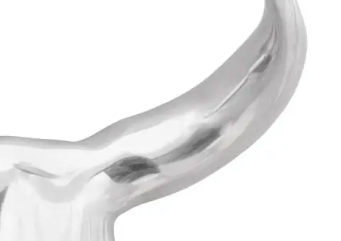 Cap de taur de perete, argintiu, 34x13x53 cm, aluminiu - 5/5