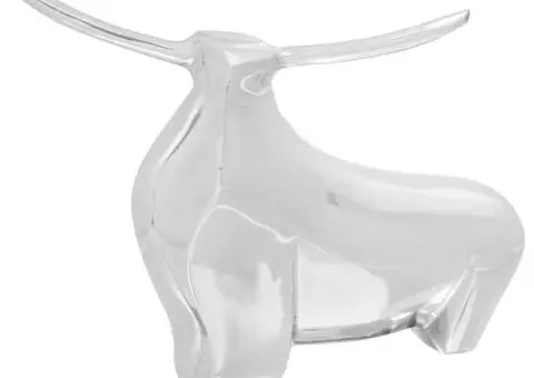 Sculptură taur, argintiu, 37x44x17 cm, aluminiu - 1/5