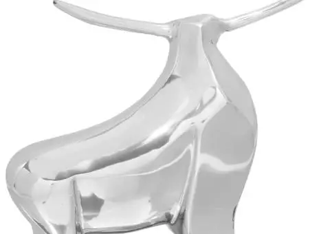Sculptură taur, argintiu, 37x44x17 cm, aluminiu - 2/5