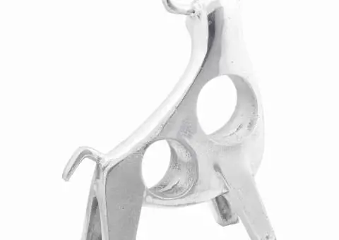 Sculptură taur, argintiu, 22x9,5x34 cm, aluminiu - 2/5