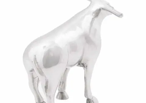 Sculptură taur, argintiu, 20x17x23 cm, aluminiu - 1/5