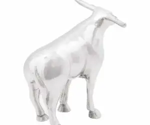 vidaXL Sculptură taur, argintiu, 20x17x23 cm, aluminiu