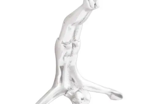 Sculptură om în cadere, argintiu, 22x8x25 cm, aluminiu - 1/5